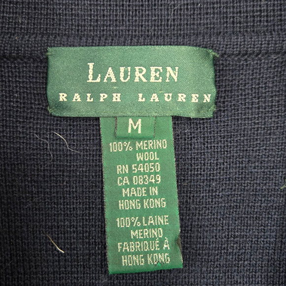 Vintage Lauren Ralph Lauren Navy Merino Wool Double Breasted Blazer Size Medium - Picture 3 of 7